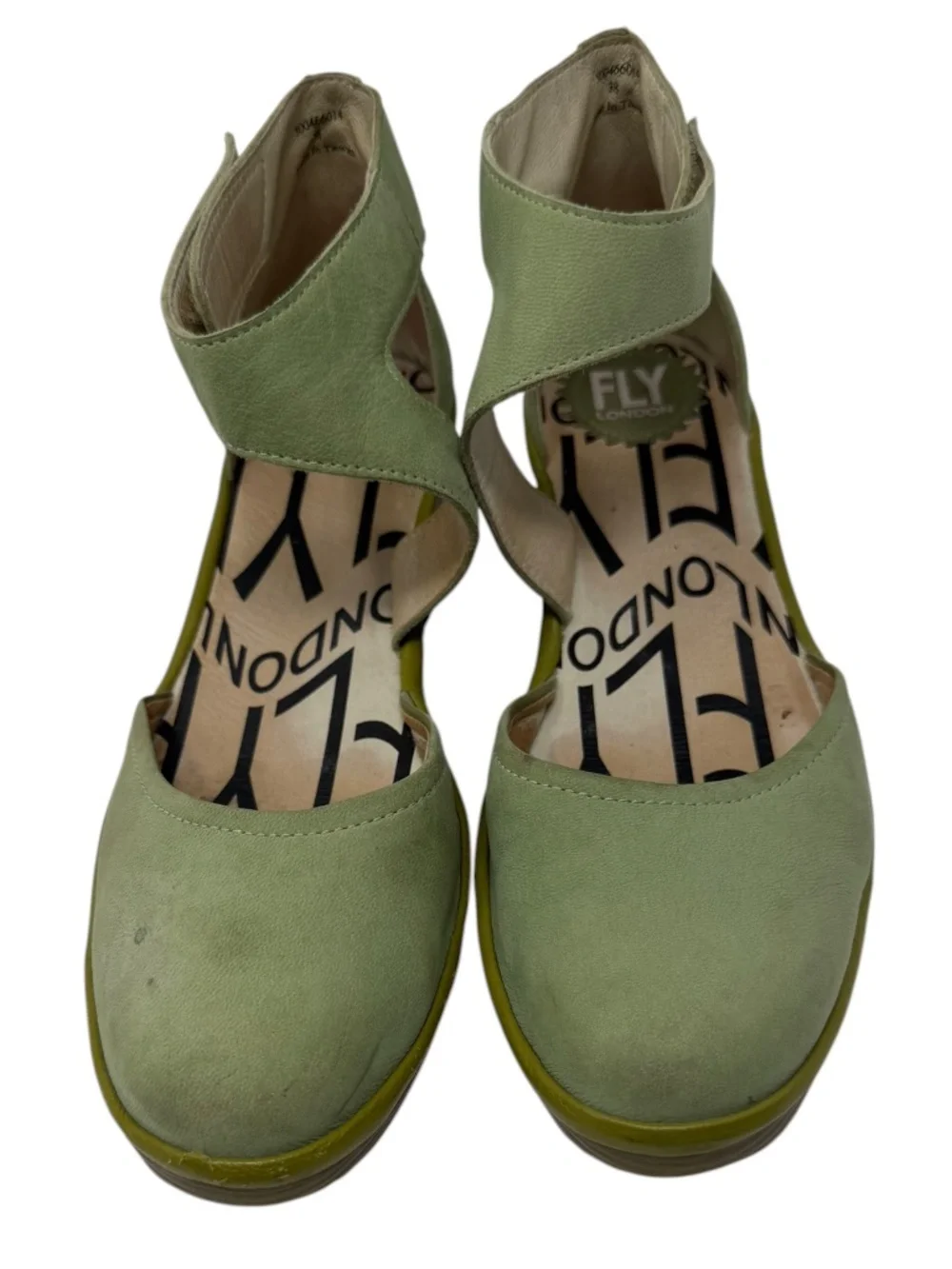 Fly London Mint Green Suede Piat Wedge Sandals 38